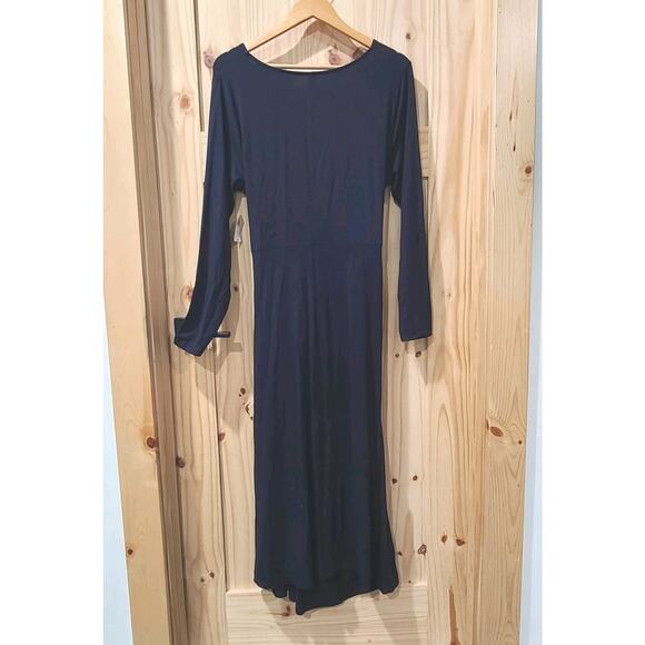 NWT Old Navy Fit Flare Twist Front Cut Out Long Sleeve Maxi Dress Blue Size XL - Picture 3 of 11
